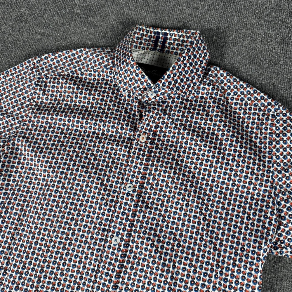 Robert Graham Button Up Flip Cuff Short Sleeve Shirt‎ Mens Small Floral